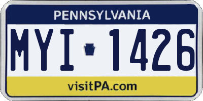PA license plate MYI1426