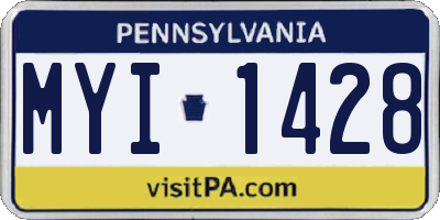 PA license plate MYI1428