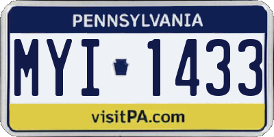 PA license plate MYI1433