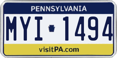PA license plate MYI1494
