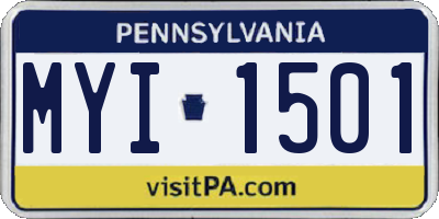 PA license plate MYI1501