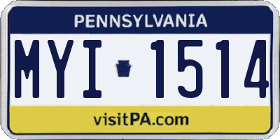 PA license plate MYI1514