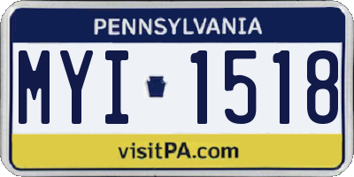 PA license plate MYI1518