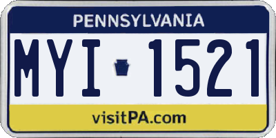 PA license plate MYI1521