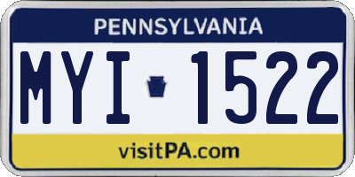 PA license plate MYI1522