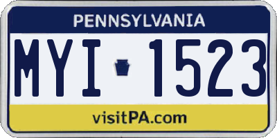 PA license plate MYI1523