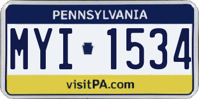 PA license plate MYI1534