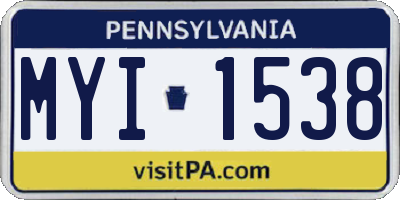 PA license plate MYI1538