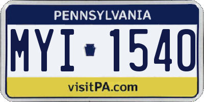 PA license plate MYI1540