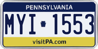 PA license plate MYI1553