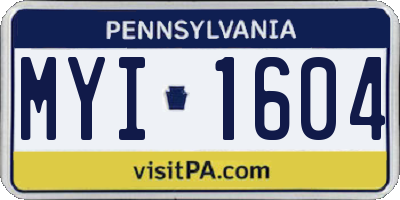 PA license plate MYI1604