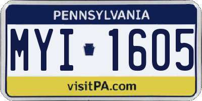 PA license plate MYI1605