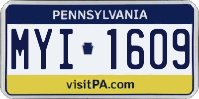 PA license plate MYI1609