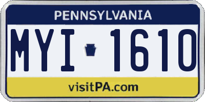 PA license plate MYI1610