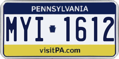 PA license plate MYI1612