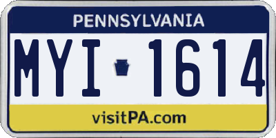 PA license plate MYI1614