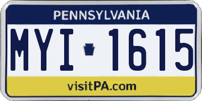 PA license plate MYI1615