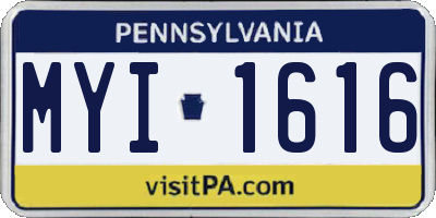 PA license plate MYI1616