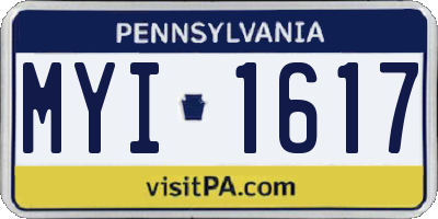 PA license plate MYI1617
