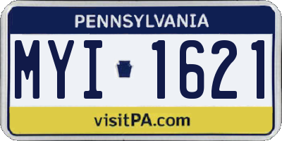 PA license plate MYI1621