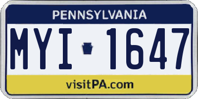 PA license plate MYI1647