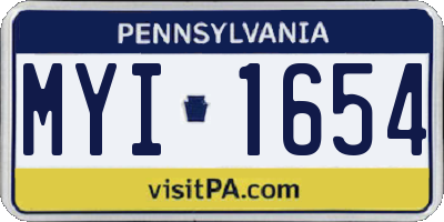 PA license plate MYI1654