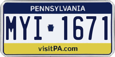 PA license plate MYI1671