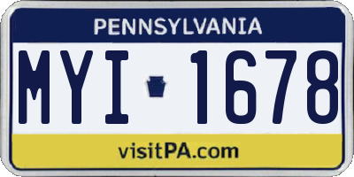 PA license plate MYI1678