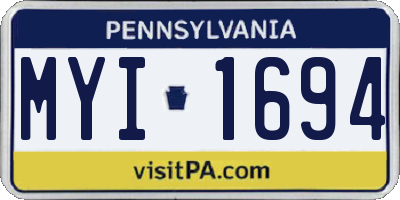 PA license plate MYI1694