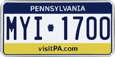 PA license plate MYI1700