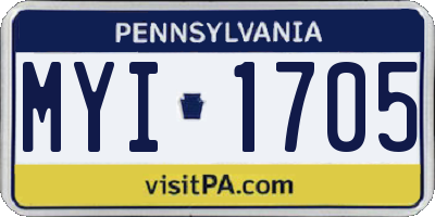 PA license plate MYI1705