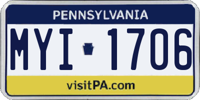 PA license plate MYI1706