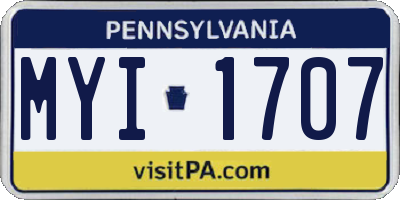 PA license plate MYI1707