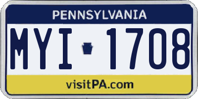 PA license plate MYI1708