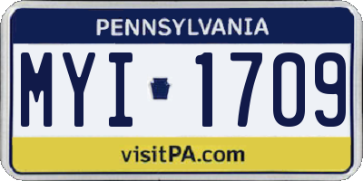 PA license plate MYI1709