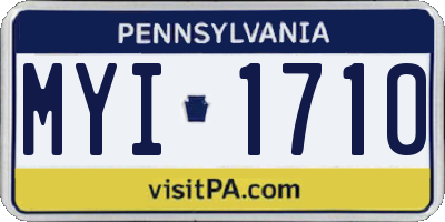 PA license plate MYI1710