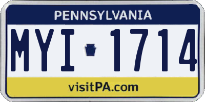 PA license plate MYI1714