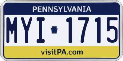 PA license plate MYI1715