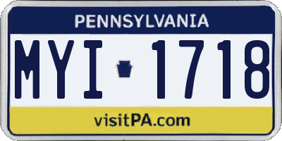 PA license plate MYI1718
