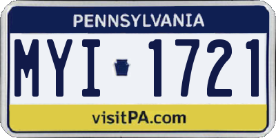PA license plate MYI1721
