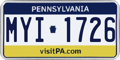 PA license plate MYI1726