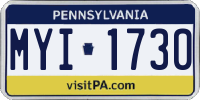 PA license plate MYI1730
