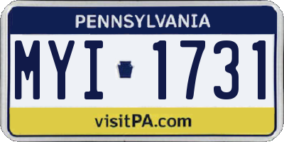 PA license plate MYI1731