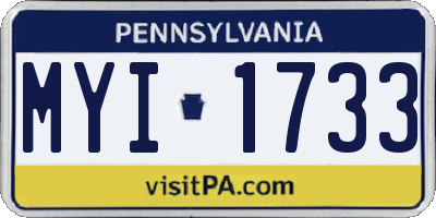 PA license plate MYI1733