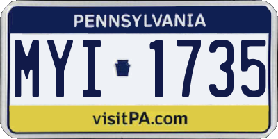 PA license plate MYI1735