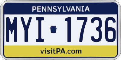 PA license plate MYI1736