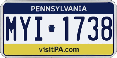 PA license plate MYI1738