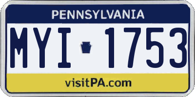 PA license plate MYI1753