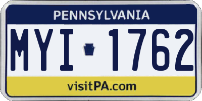 PA license plate MYI1762