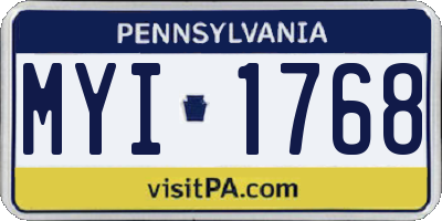 PA license plate MYI1768